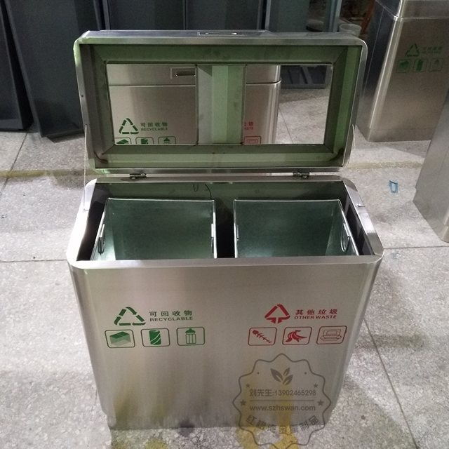 室內分類環(huán)保不銹鋼垃圾桶圖片003