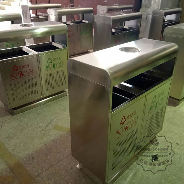 戶外分類不銹鋼垃圾箱圖片005