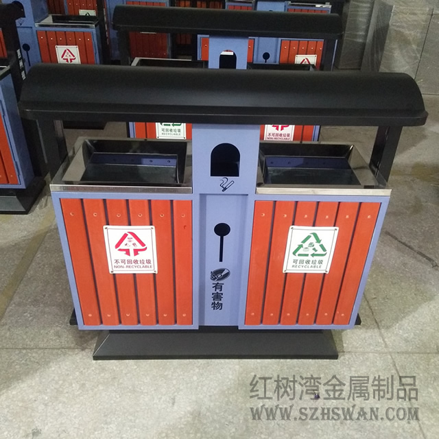 惠州景區(qū)鋼木分類垃圾桶01