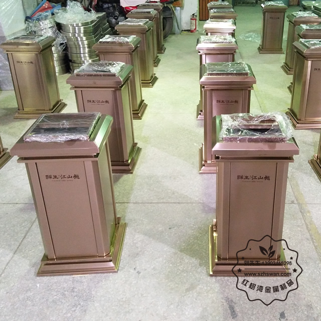 電鍍玫瑰金室內(nèi)方形不銹鋼垃圾桶01