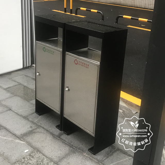 街道戶(hù)外搖蓋式不銹鋼分類(lèi)垃圾箱圖片03