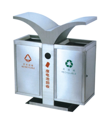 城市環(huán)衛(wèi)翼形戶外分類不銹鋼垃圾箱