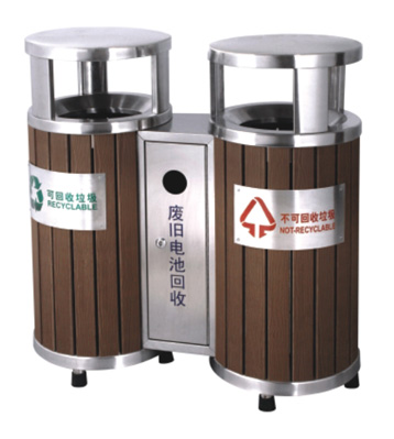 室外分類(lèi)環(huán)保鋼木垃圾桶